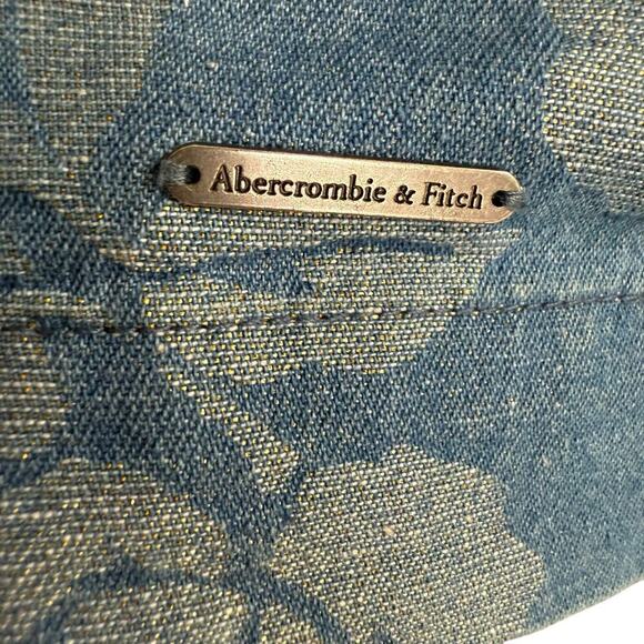 Abercrombie & Fitch Denim Floral Shimmery Mini Skirt 6 Whimsical Y2K Preppy Prep - Picture 2 of 9